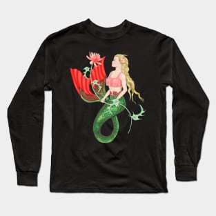 Waterlily Mermaid Art Long Sleeve T-Shirt